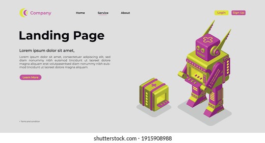 Landing page template. There are 3d vectors. Web page design for websites and mobile websites. Easy to edit and customize.