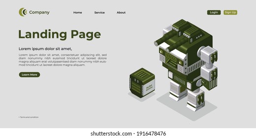 Landing page template. There are 3d vectors. Web page design for websites and mobile websites. Easy to edit and customize.