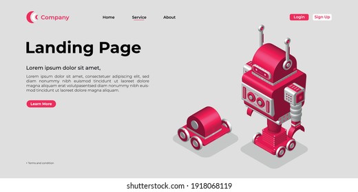Landing page template. There are 3d vectors. Web page design for websites and mobile websites. Easy to edit and customize.