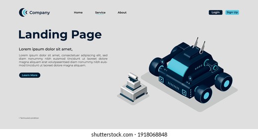 Landing page template. There are 3d vectors. Web page design for websites and mobile websites. Easy to edit and customize.