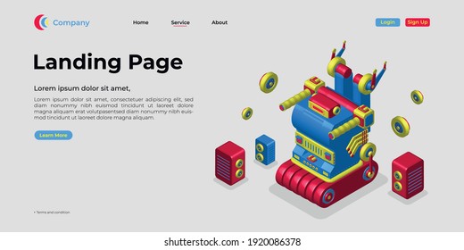 Landing page template. There are 3d vectors. Web page design for websites and mobile websites. Easy to edit and customize.