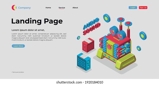 Landing page template. There are 3d vectors. Web page design for websites and mobile websites. Easy to edit and customize.