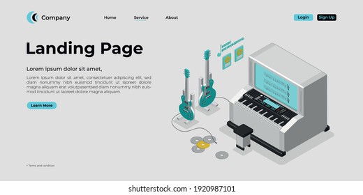 Landing page template. There are 3d vectors. Web page design for websites and mobile websites. Easy to edit and customize.