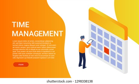 Landing page template of Time management. Modern flat design concept of web page design for website and mobile website. Easy to edit and customize. Vector illustration - Vector