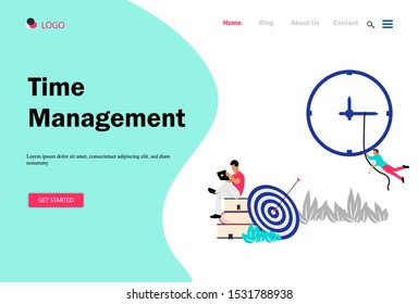 Landing page template of Time Management. Modern flat design and people concept. Vector illustration for web page, website and mobile website.