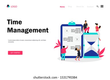 Landing page template of Time Management. Modern flat design and people concept. Vector illustration for web page, website and mobile website.
