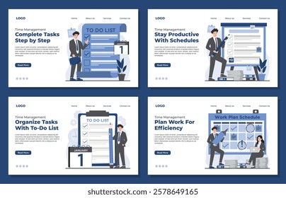 Landing page template time management to do list work plan schedule task planning job checklist 