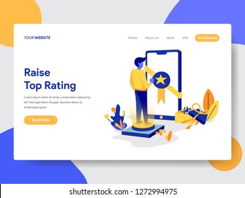 Landing page template of Top Rated Concept. Modern flat design concept of web page design for website and mobile website.Vector illustration