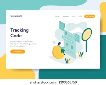 Landing page template of Tracking Code Illustration Concept. Modern flat design concept of web page design for website and mobile website.Vector illustration