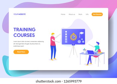 Landing page template of TRAINING COURSES Concept. Modern illustration flat design concept of web page design for website and mobile website.Vector illustration - Vector