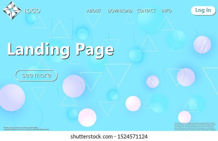Landing page template. Trendy geometric background. Colorful shapes composition.