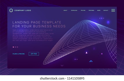 Landing page template with trendy modern geometric patterns, elements and shapes for business website design. Eps10 vector illustration