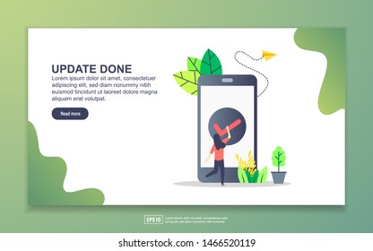 Landing page template of update done. Modern flat design concept of web page design for website and mobile website. Easy to edit and customize