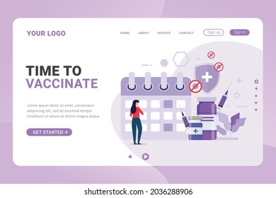 Landing page template vaccination schedule design concept
