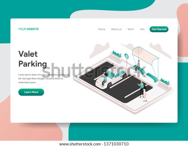 Landing page template of\
Valet Parking Illustration Concept. Isometric design concept of web\
page design for website and mobile website.Vector\
illustration