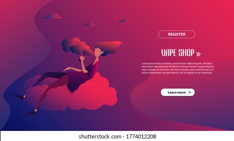 Landing page template of vape shop. Modern flat design concept of web page design for website and mobile website.