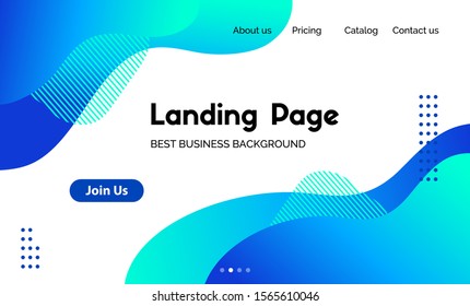 Landing page template. Vector abstract liquid fluid blue trendy background. Corporate business website header