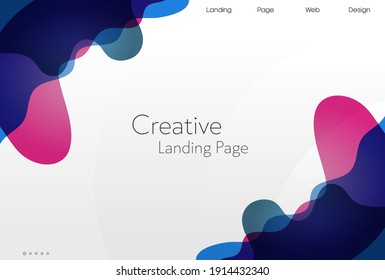 Landing page template. Vector abstract liquid fluid background. Futuristic design backdrop for poster, cover, flyer, music, landing page, website template