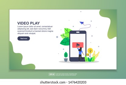 Landing page template of video play. Modern flat design concept of web page design for website and mobile website. Easy to edit and customize.