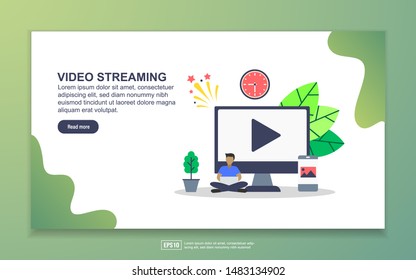 Landing page template of video streaming. Modern flat design concept of web page design for website and mobile website. Easy to edit and customize.