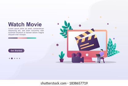 Landing page template of watch movie in gradient effect style