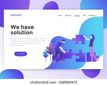 Landing page template of We have solution. Modern flat design concept of web page design for website and mobile website. Easy to edit and customize. Vector illustration