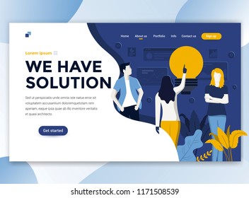 Landing page template of We have solution. Modern flat design concept of web page design for website and mobile website. Easy to edit and customize. Vector illustration