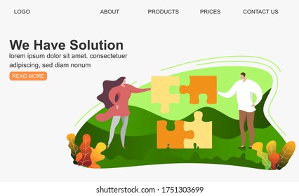 Landing page template of We have solution. Modern flat design concept of web page design for website and mobile website. Easy to edit and customize.