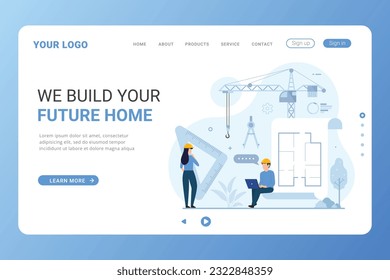 Landing page template web construction building