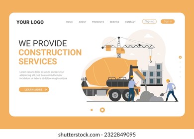 Landing page template web construction building