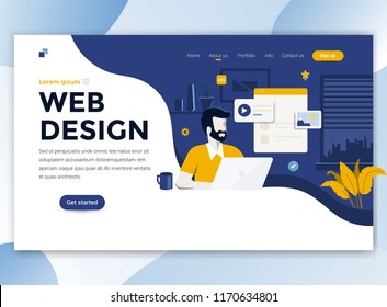 Landing page template of Web Design. Modern flat design concept of web page design for website and mobile website. Easy to edit and customize. Vector illustration