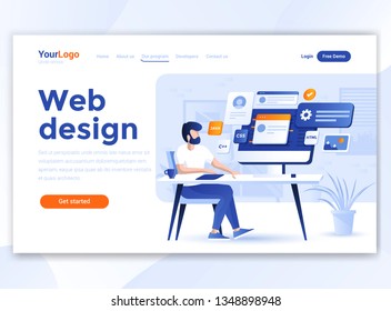 Landing page template of Web Design. Modern flat design concept of web page design for website and mobile website. Easy to edit and customize. Vector illustration