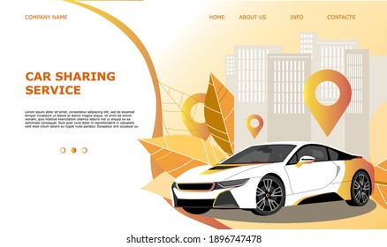 Landing page template web site carsharing or rent a car, sale and leasing cars, automotive services, insurance, car purchase. For mobile or smartphone application. Vector illustration. 