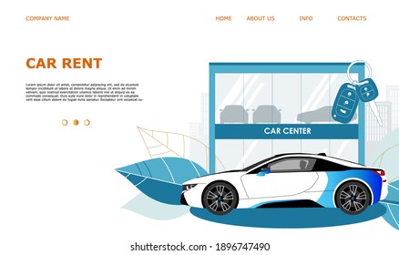 Landing page template web site carsharing or rent a car, sale and leasing cars, automotive services, insurance, car purchase. For mobile or smartphone application. Vector illustration. 