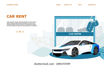 Landing page template web site carsharing or rent a car, sale and leasing cars, automotive services, insurance, car purchase. For mobile or smartphone application. Vector illustration. 