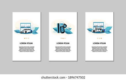 Landing page template web site carsharing or rent a car, sale and leasing cars, automotive services, insurance, car purchase. For mobile or smartphone application. Vector illustration. 