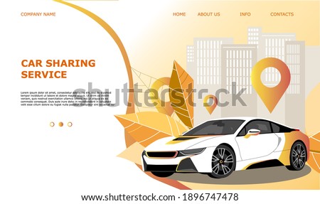 Landing page template web site carsharing or rent a car, sale and leasing cars, automotive services, insurance, car purchase. For mobile or smartphone application. Vector illustration. 