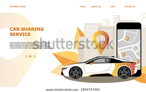Landing\
page template web site carsharing or rent a car, sale and leasing\
cars, automotive services, insurance, car purchase. For mobile or\
smartphone application. Vector illustration.\
