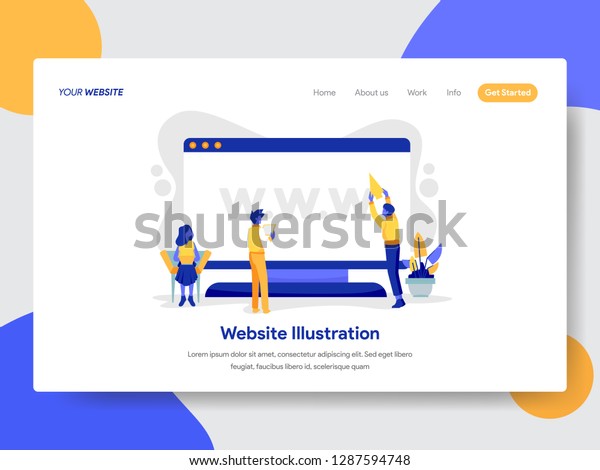 デスクトップイラストコンセプトのウェブサイトのランディングページテンプレート ウェブサイトやモバイルウェブサイトのウェブページ デザインの最新のフラットデザインコンセプト ベクターイラスト のベクター画像素材 ロイヤリティフリー