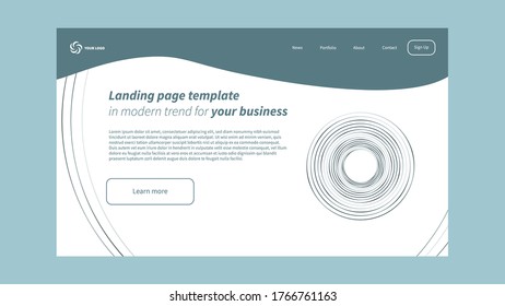Landing Page Template for Website for Your Business with Lines Concept Design - Vector Illustration