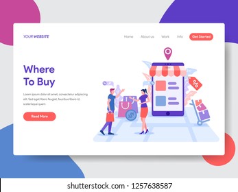 Landing page template of Where to Buy Concept. Modern flat design concept of web page design for website and mobile website.Vector illustration