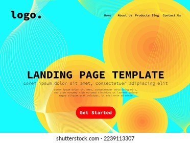 landing page template yellow sphere with radius and whitestriped tropical theme background for website UI template business Annual reports, flyer, poster, magazine cover,brochure template vector EPS.
