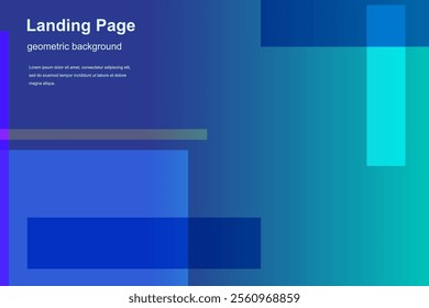 Landing page template for your website with a geometric background. Modern colorful shapes