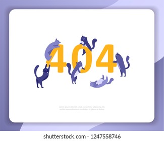 Landing page templates Error page illustration with cat or kitten characters and cat. Page not found. Vector concept illustration for 404 error with Funny cartoon workers