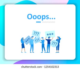 Landing page templates Error page illustration with People characters and cat. Page not found. Vector concept illustration for 404 error with Funny cartoon workers