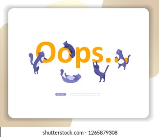 Landing page templates Error page illustration with cat or kitten characters and cat. Page not found. Vector concept illustration for 404 error with Funny cartoon workers