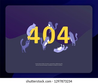 Landing page templates Error page illustration with cat or kitten characters and cat. Page not found. Vector concept illustration for 404 error with Funny cartoon workers