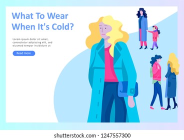 Landing page templates. People dressed in winter clothes or outerwear performing outdoor activities fun. Snow festival, sledding or snowboard. Christmas family ski skating, skiing extreme sport