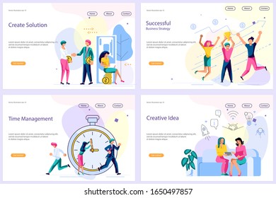 Landing page - tiny people build diagram, building a new idea, discuss plan. Concept for business analysis and planning, consulting, team work, project management, financial report and strategy Vector