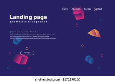 Landing page with trendy geometric background